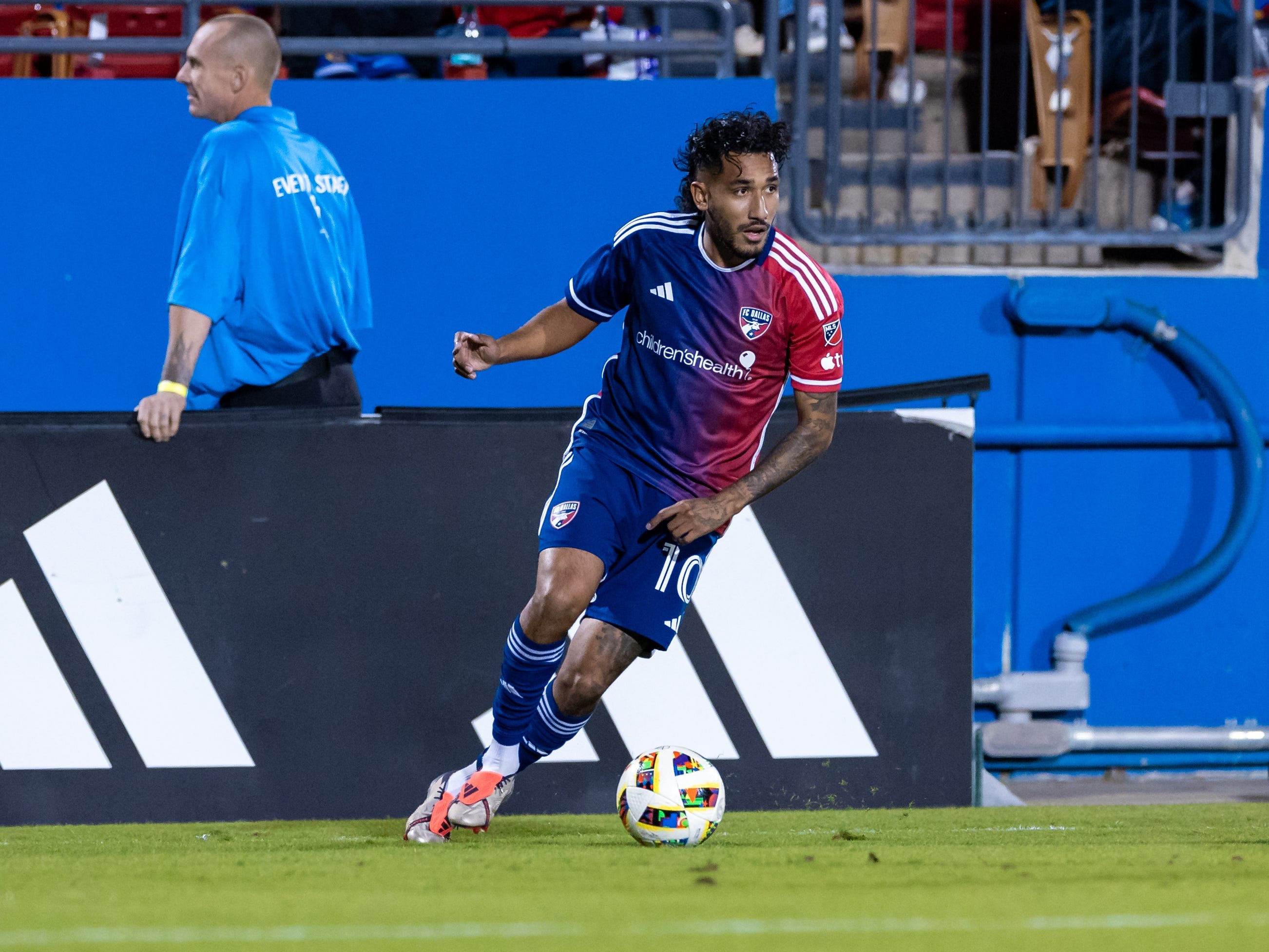 Jesus Ferreira of FC Dallas in a 2024 game against Sporting Kansas City, representing the Hunt family's broader sports and business interests beyond the NFL.