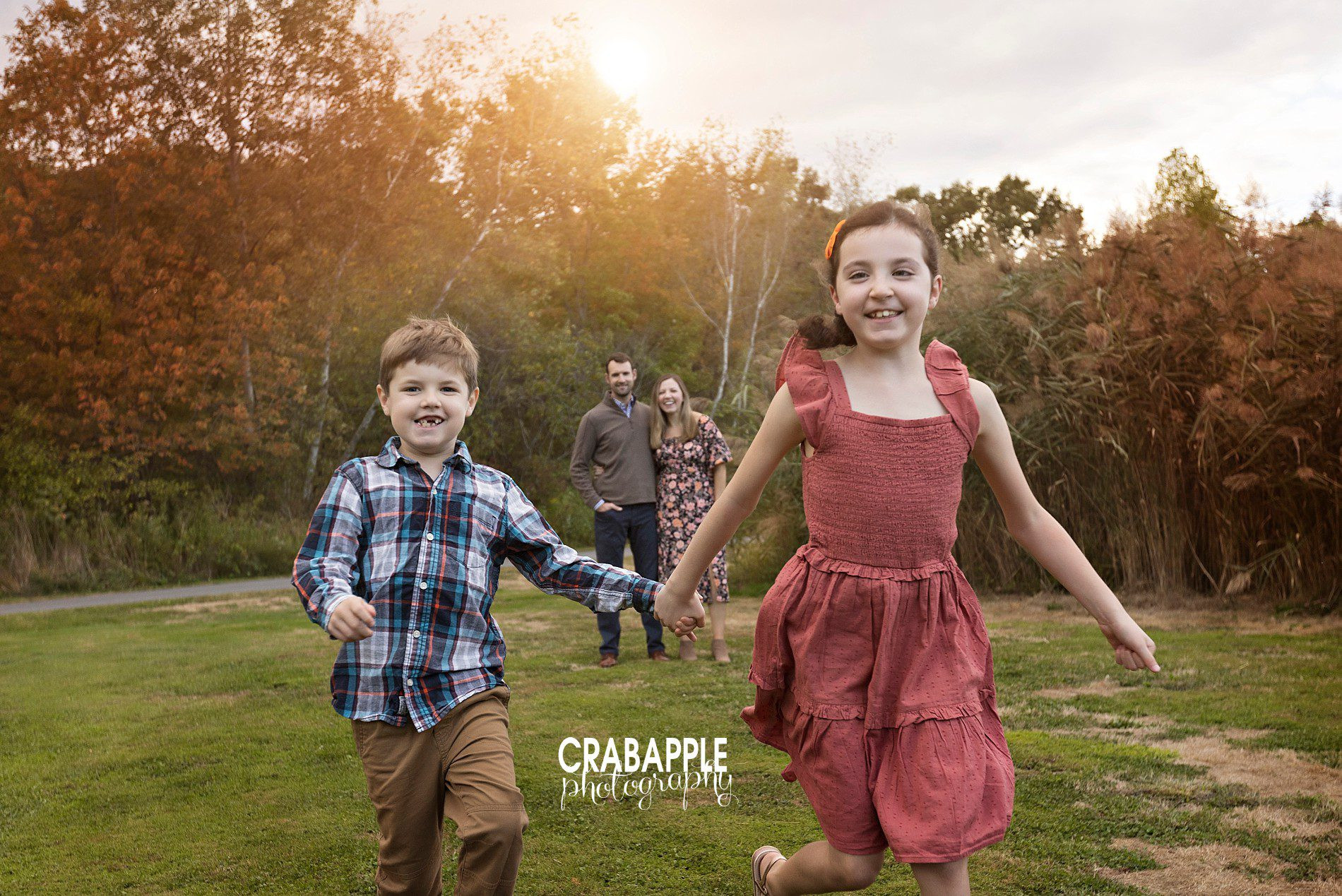 Cute child and parents photos in early fall