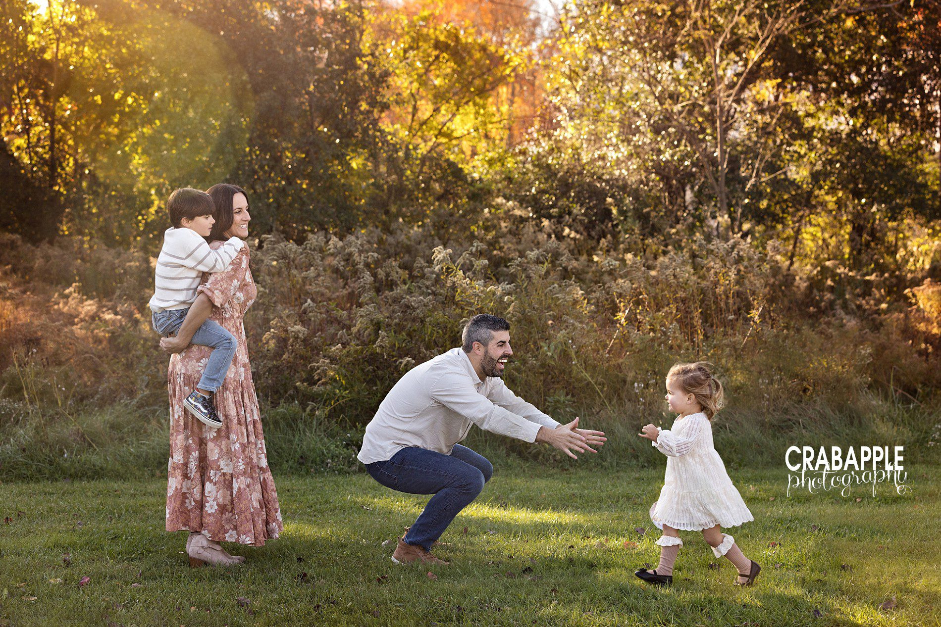 Candid family photos in a fall setting