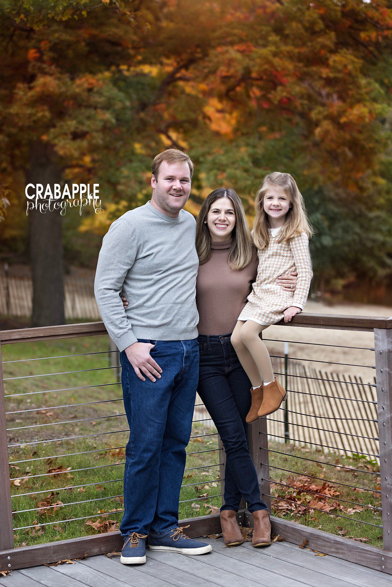 Standing poses for fall photos with parents and children