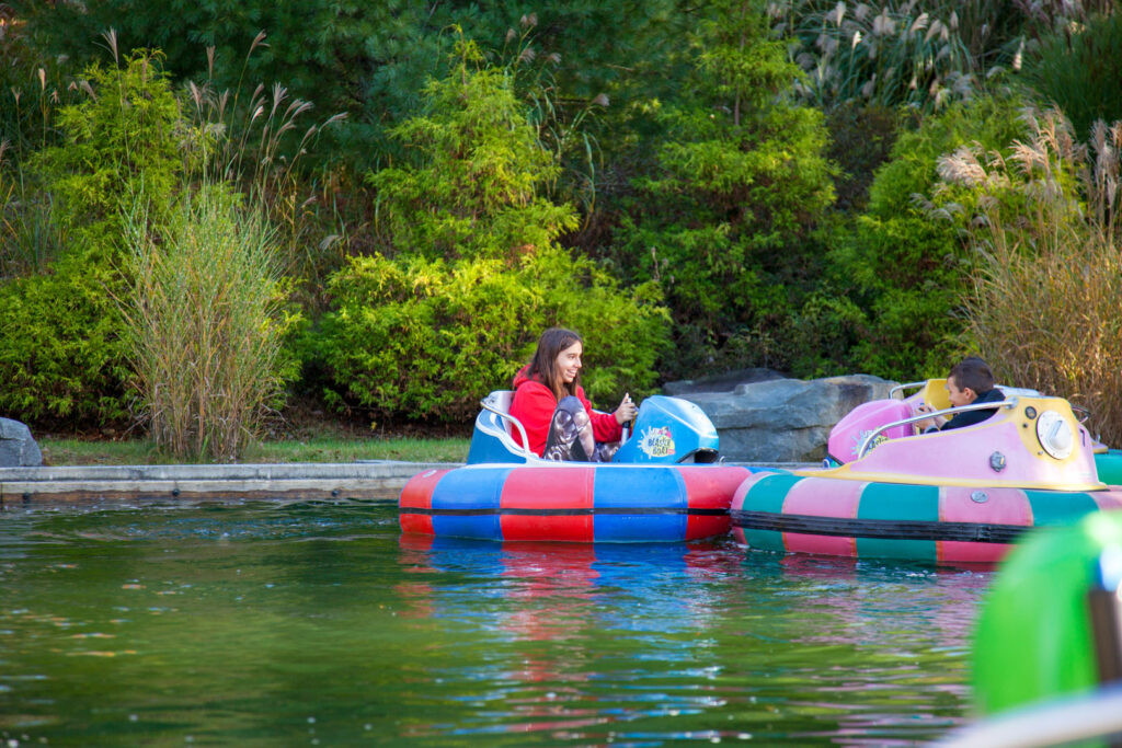 Bumper boats on the lake at Woodloch, a highlight of holidays and breaks at this family resort.