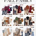 Neutral fall family photo outfit ideas with tan, cream, soft pink and sea green color palette for beach or open field photoshoot.