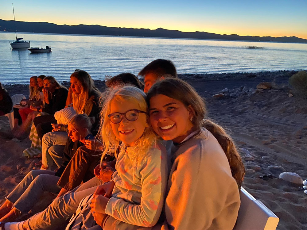 Cozy bonfire gathering at a family reunion