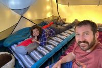 Family enjoying rest in the Basecamp 6 family tent