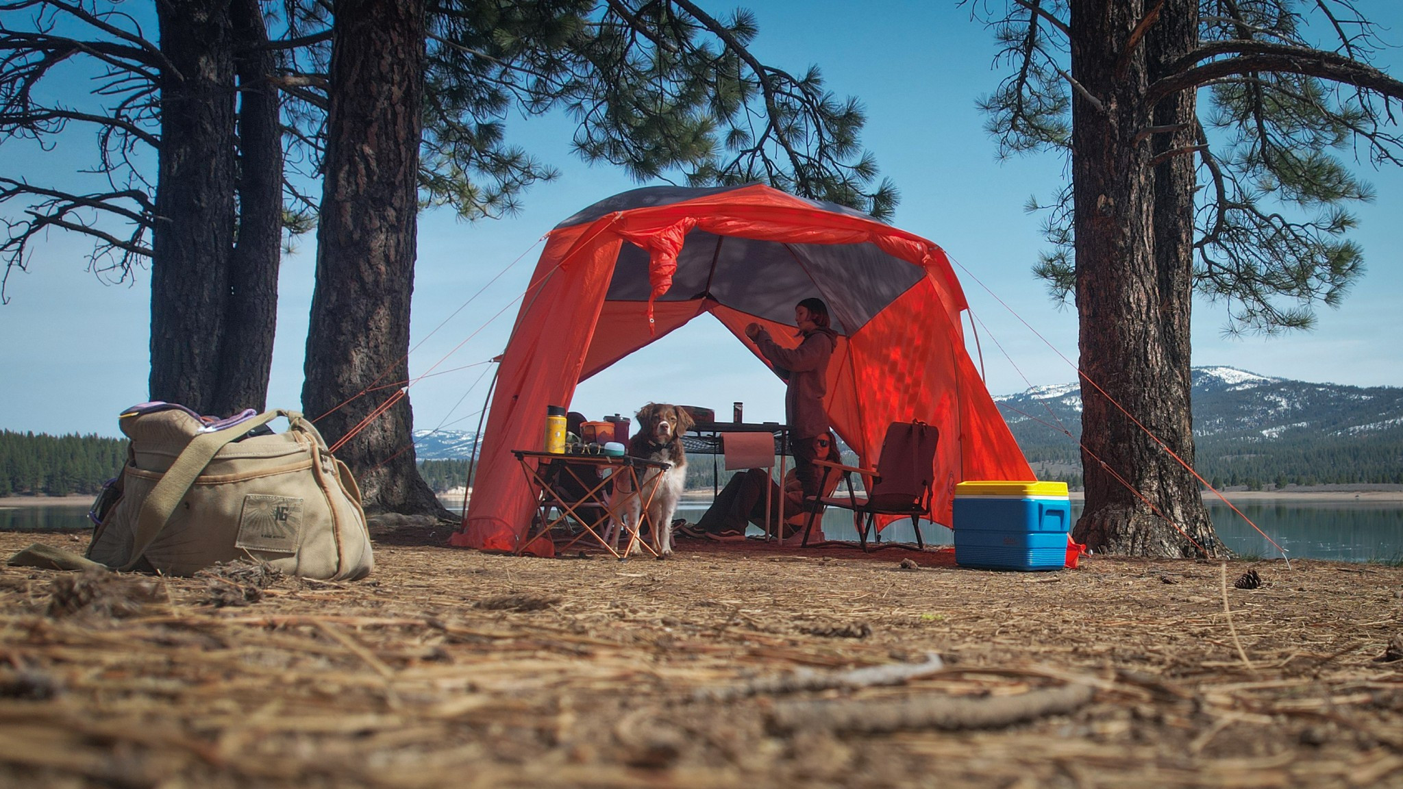 Big Agnes Bunk House 6 family tent in shelter mode, creating a spacious covered eating area