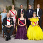 Norway Royal Family members, including King Harald V, Queen Sonja, Crown Prince Haakon, and Crown Princess Mette-Marit, at a public event in Oslo. The family faces a period of crisis due to recent scandals involving Princess Märtha Louise and Marius Borg Hoiby.