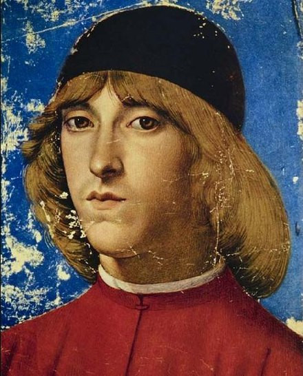Portrait miniature of Piero di Lorenzo de’ Medici, 1488, Gherardo di Giovanni del Fora, Biblioteca Nazionale, Naples