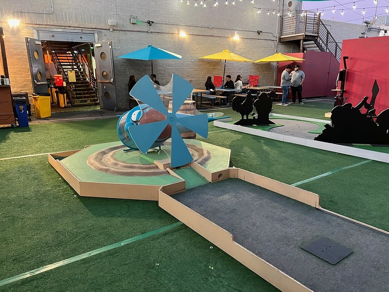 Hole 6, the helicopter windmill, aced by Jeff at Family Guy Giggity Golf