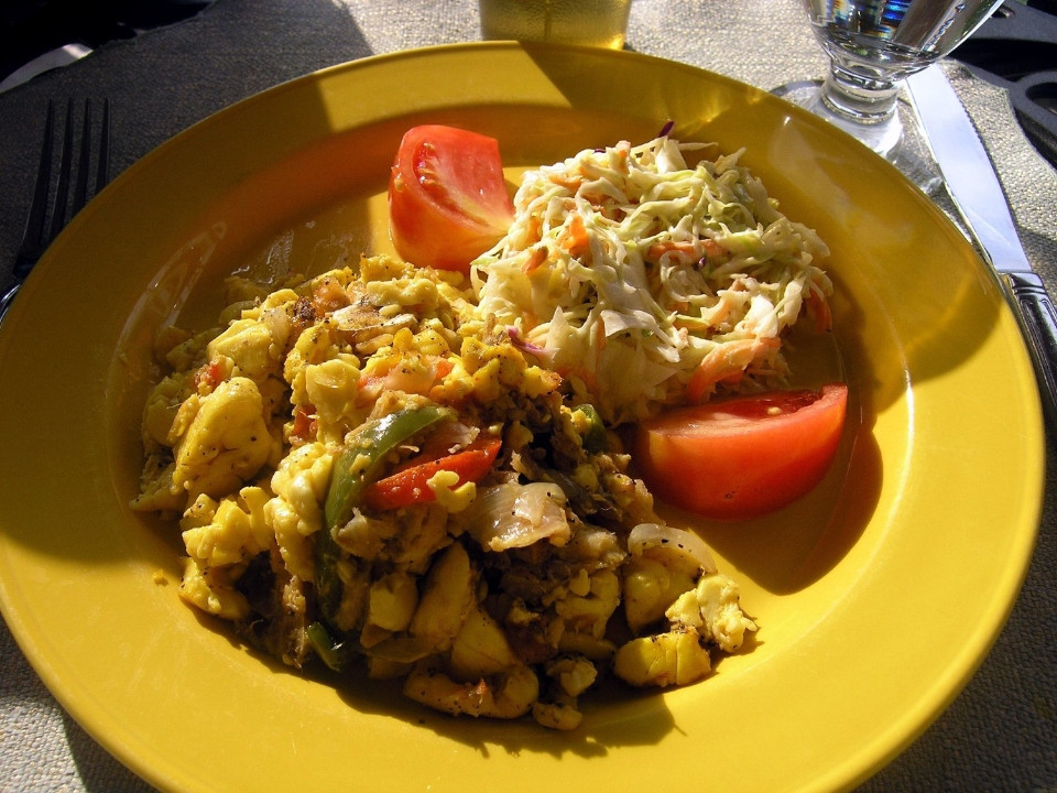 Ackee and Saltfish Dish
