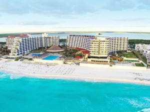 Crown Paradise Club Cancun resort water park area for families