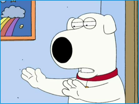 Brian Griffin, the sophisticated family dog from Family Guy, looking contemplative, possibly hinting at his vulnerability and potential departure as decided by the Family Guy maker.