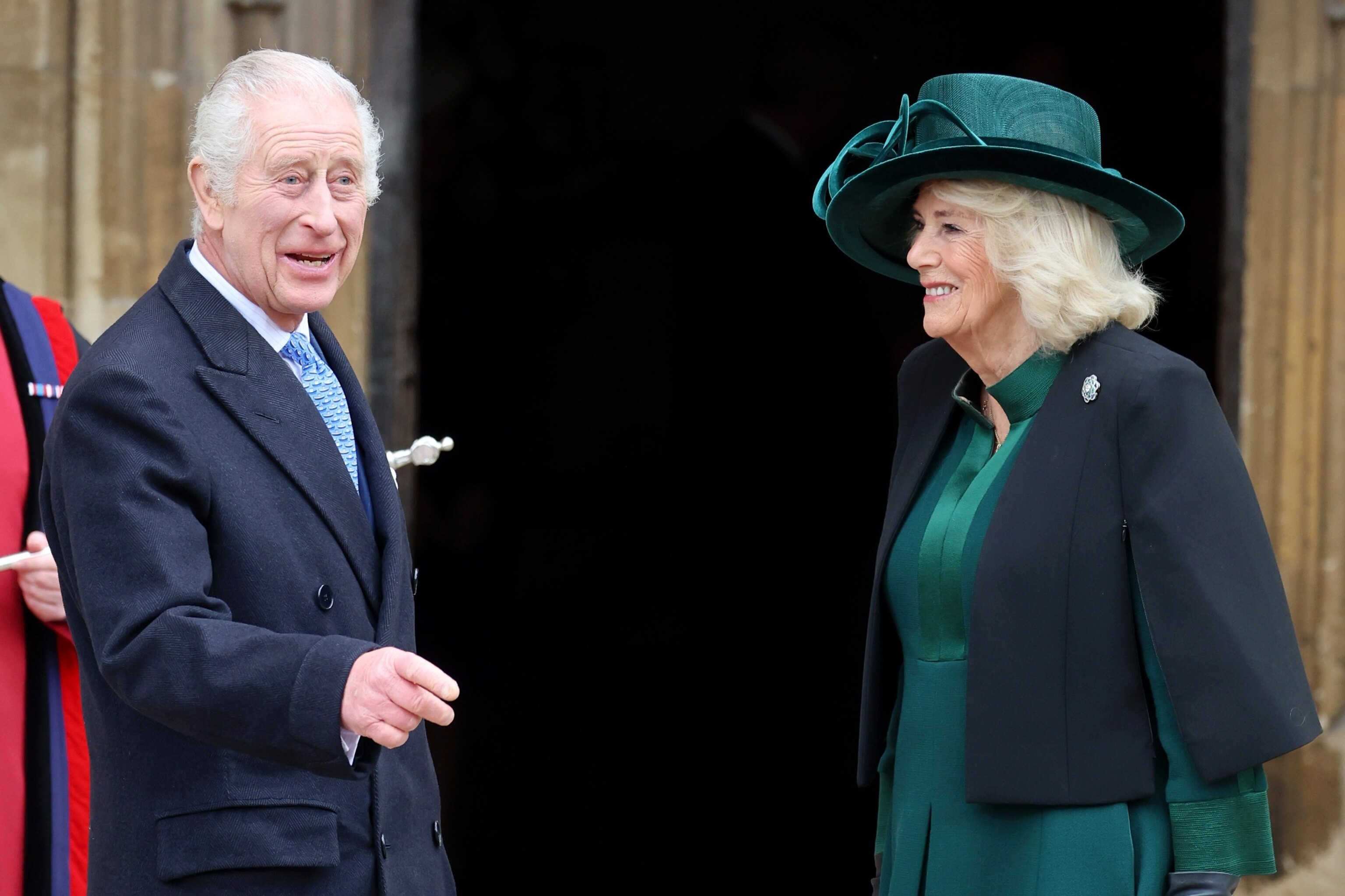 King Charles III and Queen Camilla attend the Easter Mattins Service at Windsor Castle on March 31, 2024 in Windsor, England