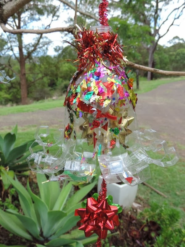 Upcycled plastic bottle christmas bells family gift idea