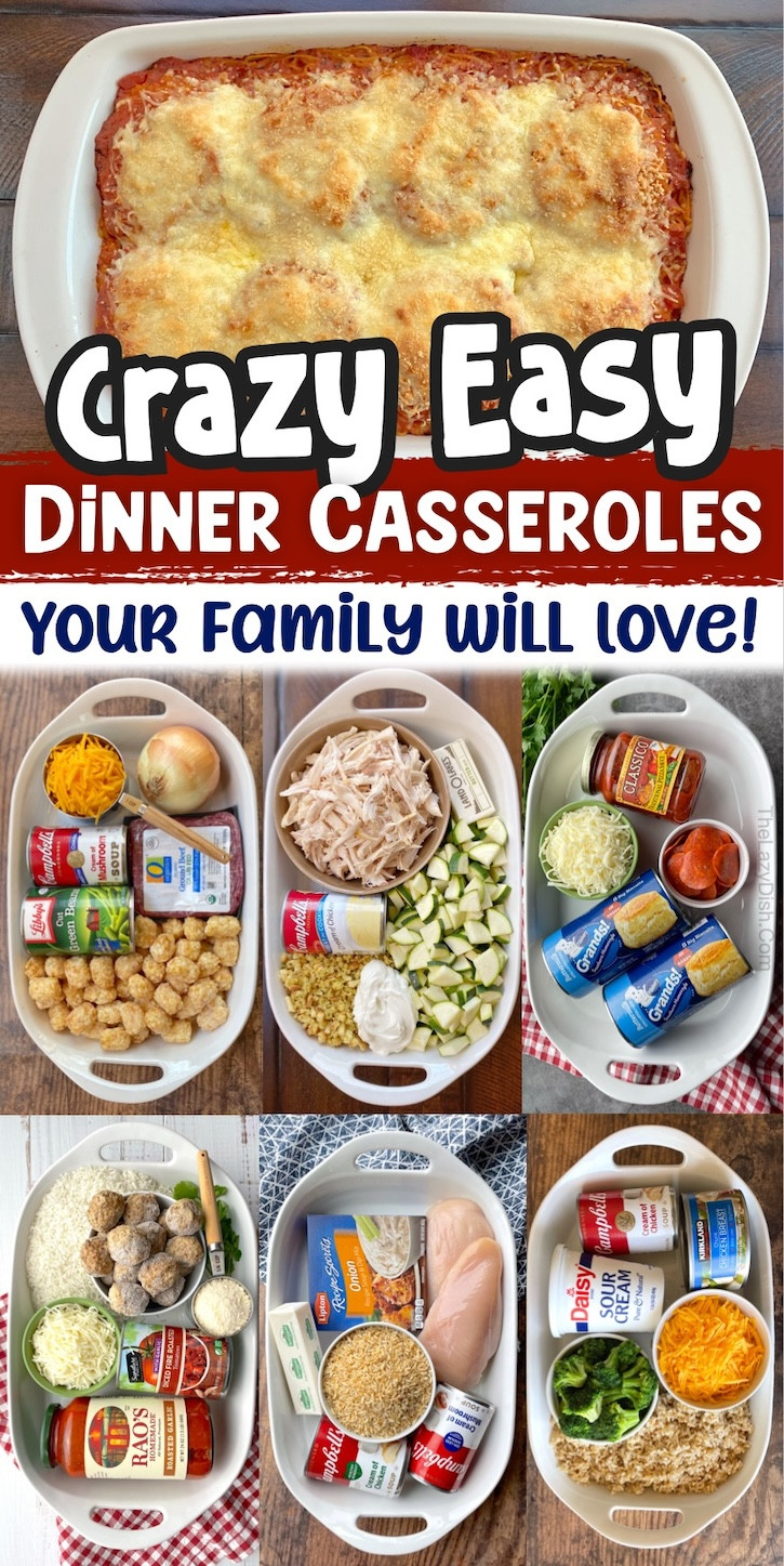 An inviting and delicious image showcasing a variety of easy dinner casseroles, perfect for inspiring families to try these simple recipes.