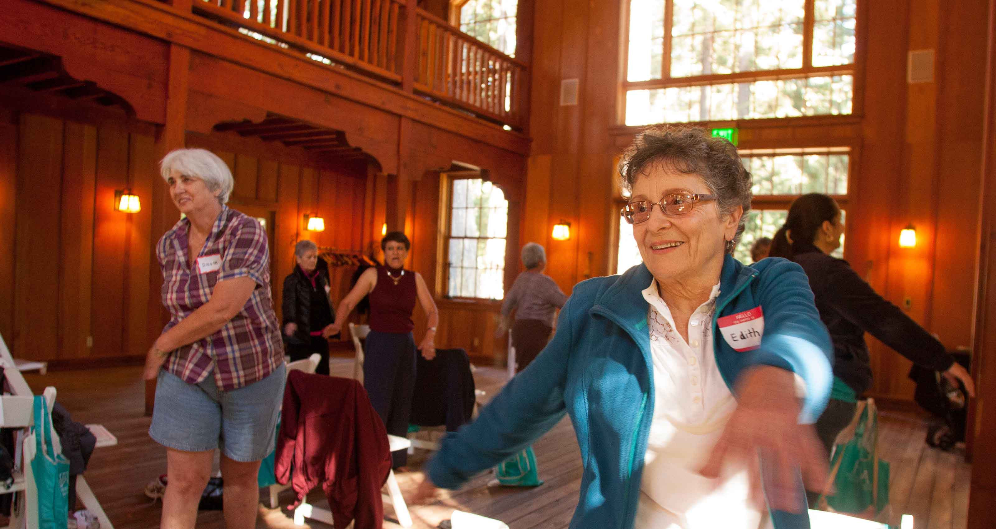 Active senior women exercising - Family Caregiver Alliance promotes caregiver well-being