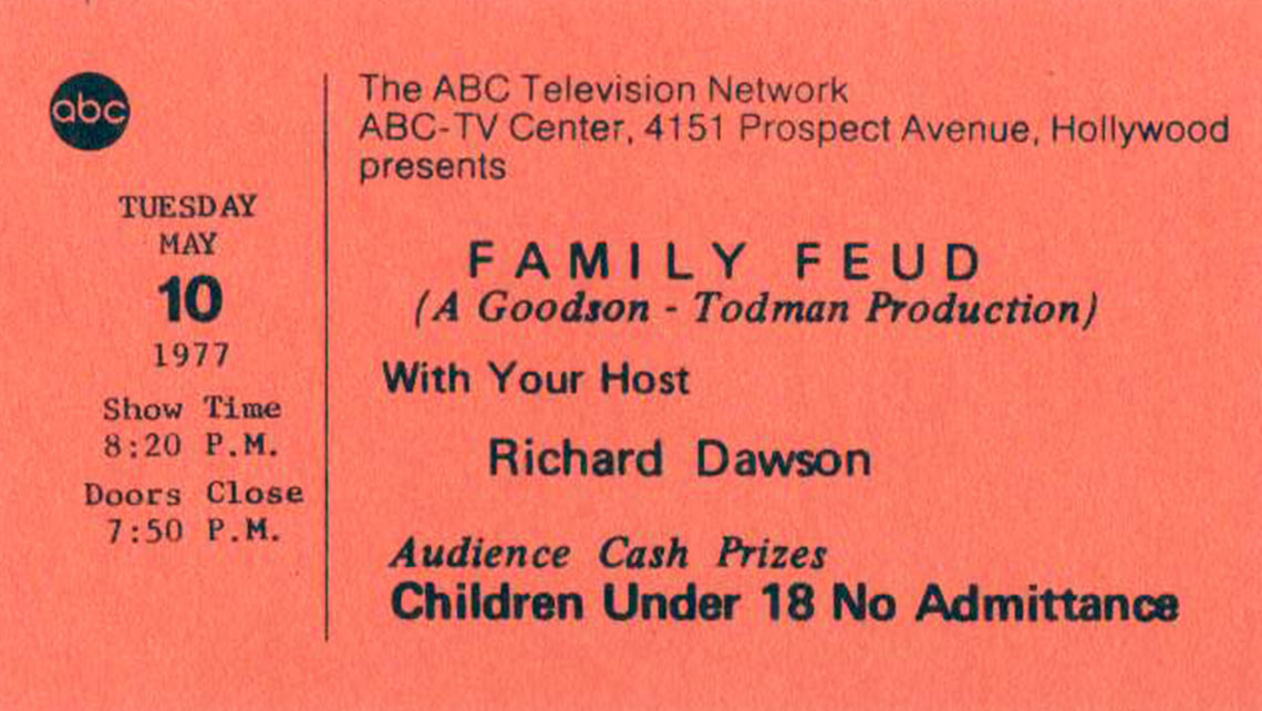 Vintage Family Feud ticket with show logo