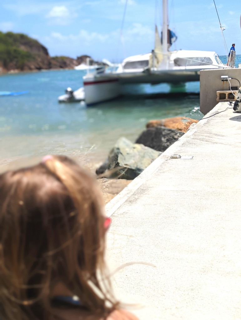 Family preparing to snorkel with Heavenly Days Catamaran in St. Thomas, ready for an adventure of swimming with turtles in their natural habitat.