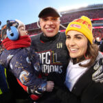 Harrison Butker, wife Isabella, and their kid. Tom Pennington/Getty Images