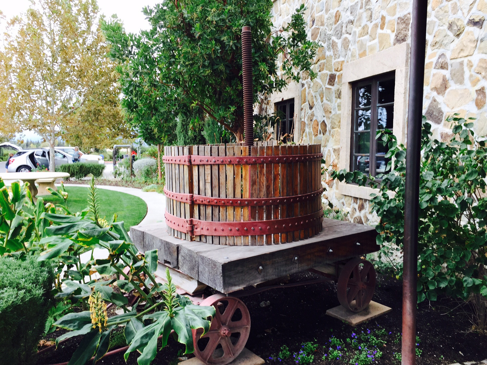 Wax figure host at Jacuzzi Family Vineyards entrance