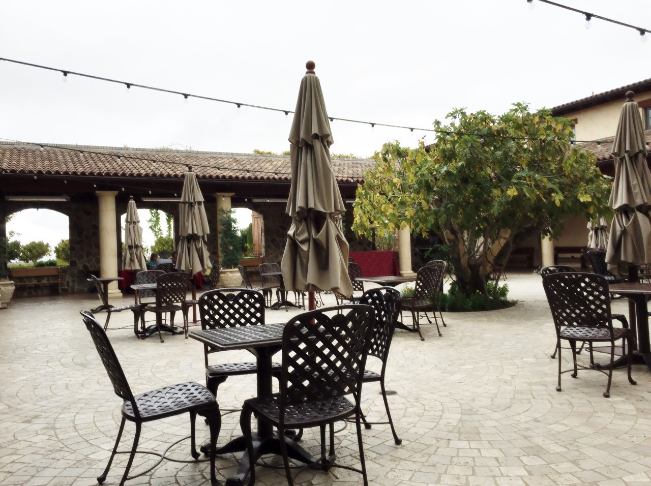 Outdoor seating area at Jacuzzi Family Vineyards