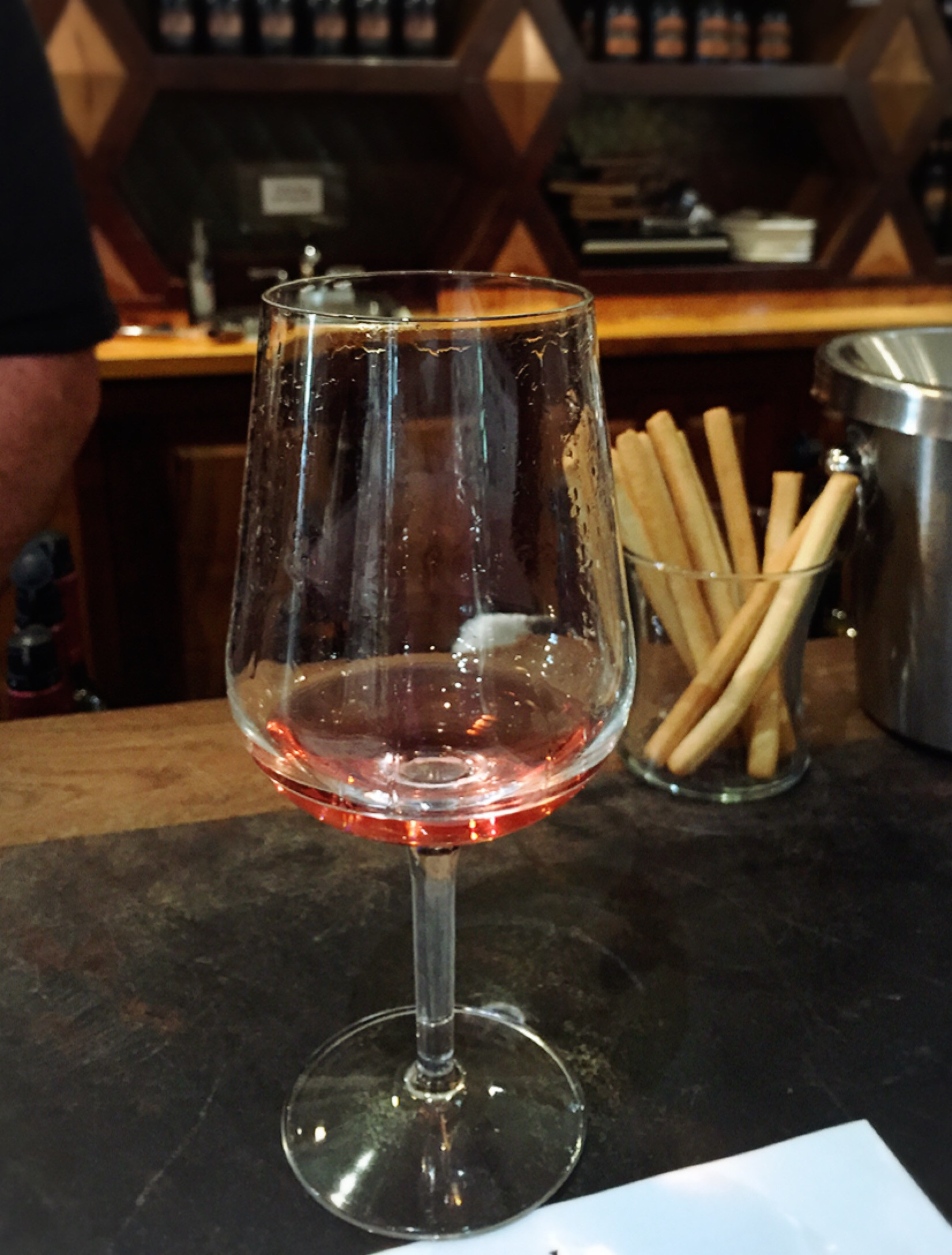Wine glasses and tasting notes during Jacuzzi Family Vineyards wine tasting