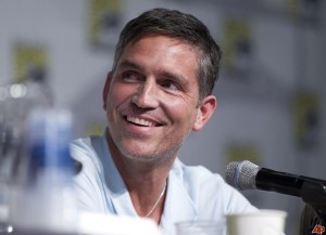 Jim Caviezel at Person of Interest panel, alt text: Jim Caviezel at Person of Interest panel, reflecting on family and faith