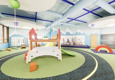 Rendering of the new motor skills space for young children at Greendale Family Branch YMCA, Worcester