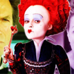 Collage of Clint Eastwood as Harry Callahan in the Dirty Harry movie Sudden Death, Helena Bonham Carter as The Red Queen in Tim Burton