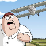 Peter being chased by a plane in Family Guy