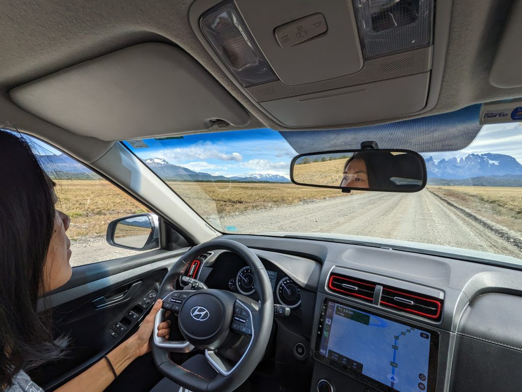Driving a manual car in Puerto Natales, Chile