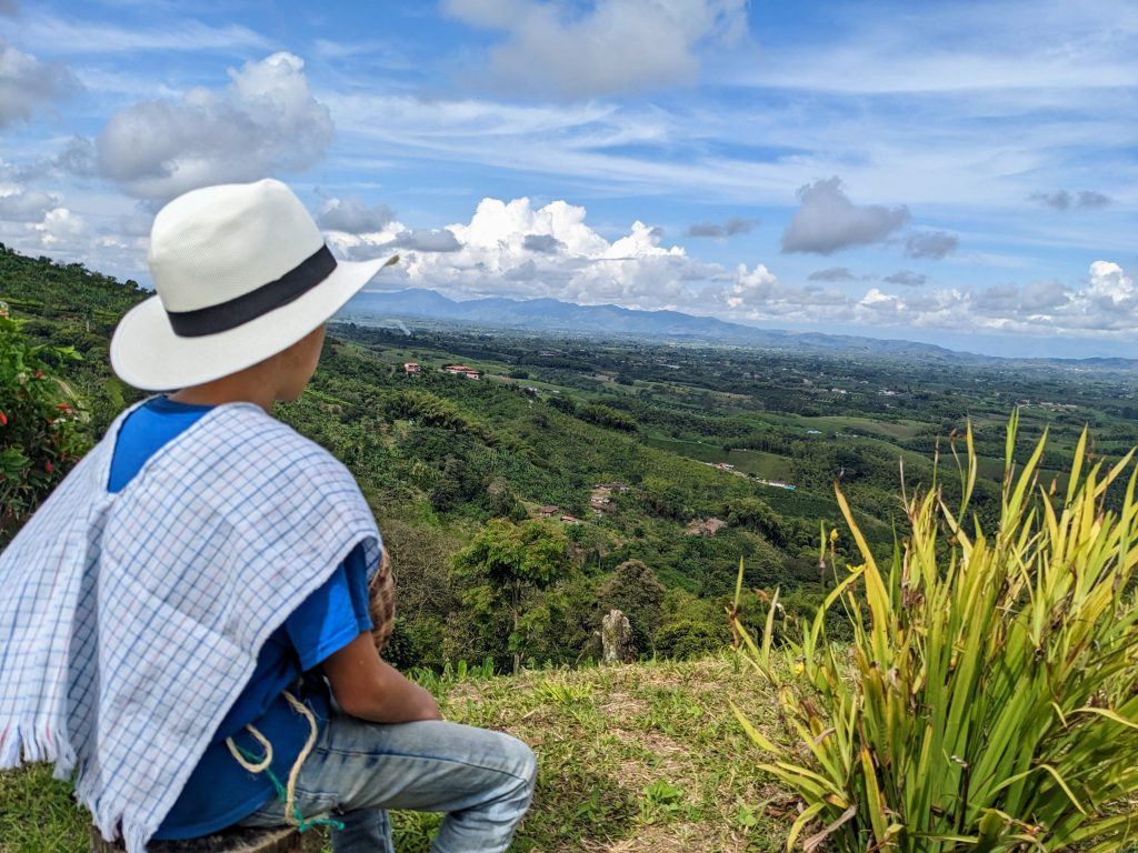 Family enjoying coffee in Colombia