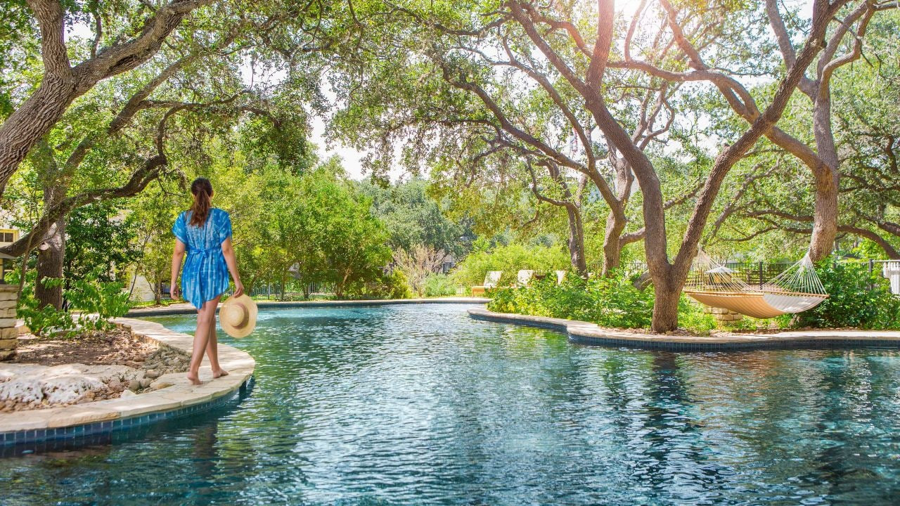 Hyatt Hill Country Resort spa pool and hammocks