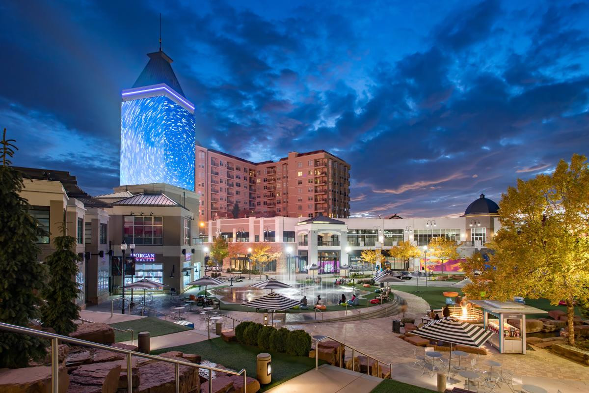 Open-air plaza at The Gateway shopping and entertainment district