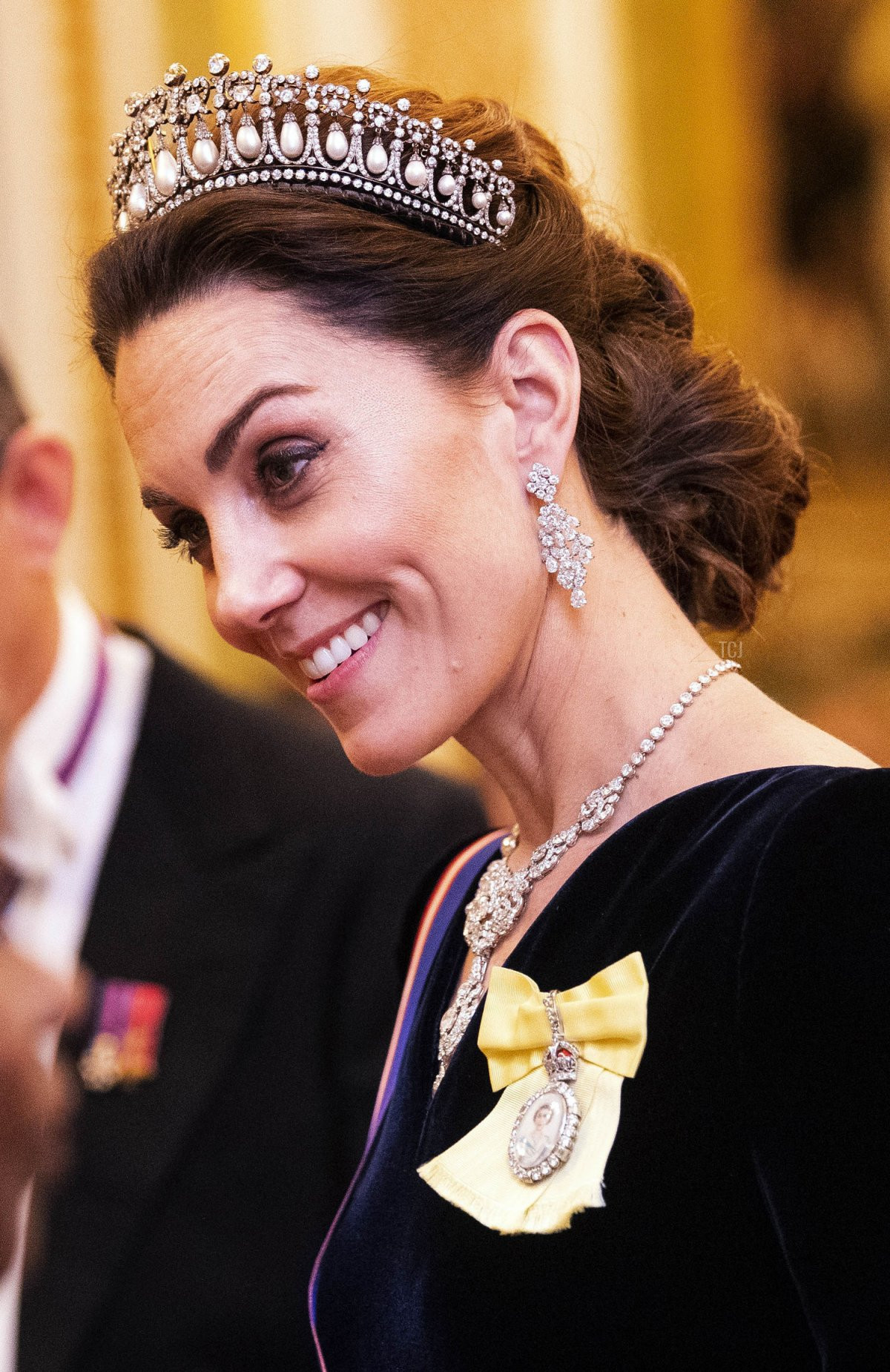 The Duchess of Cambridge (now the Princess of Wales) wearing Queen Elizabeth II’s Royal Family Order