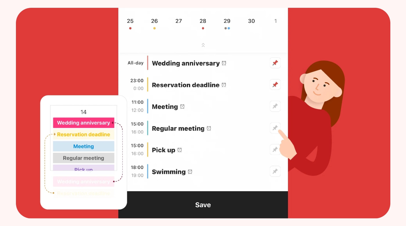 A family planning their schedule using a shared calendar app