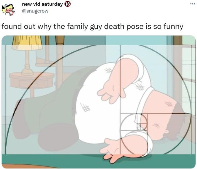 Golden Ratio meme applying the ratio to the Family Guy pose