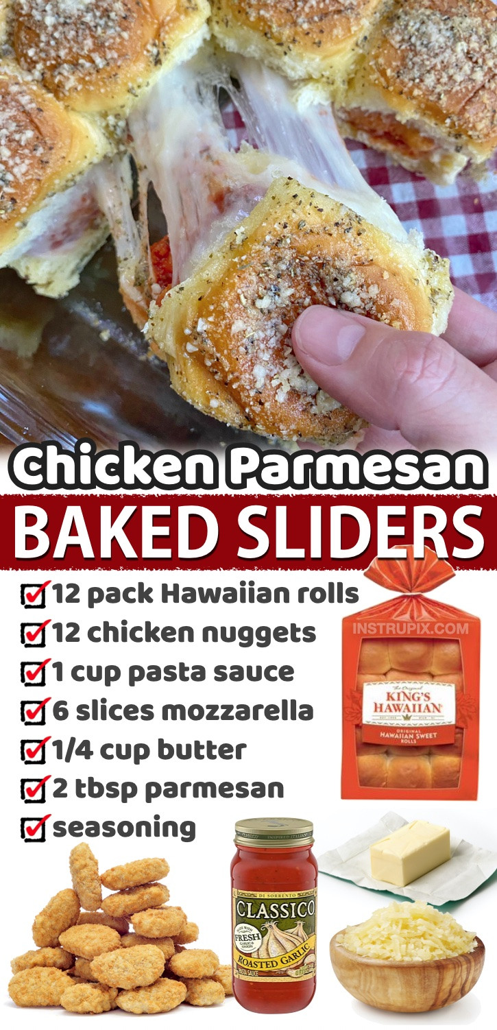 Chicken Parmesan Baked Sliders served with caesar salad