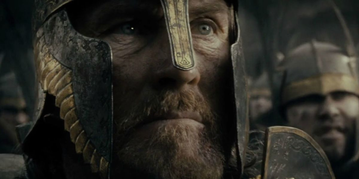 Elendil wearing his helmet, ready for battle.