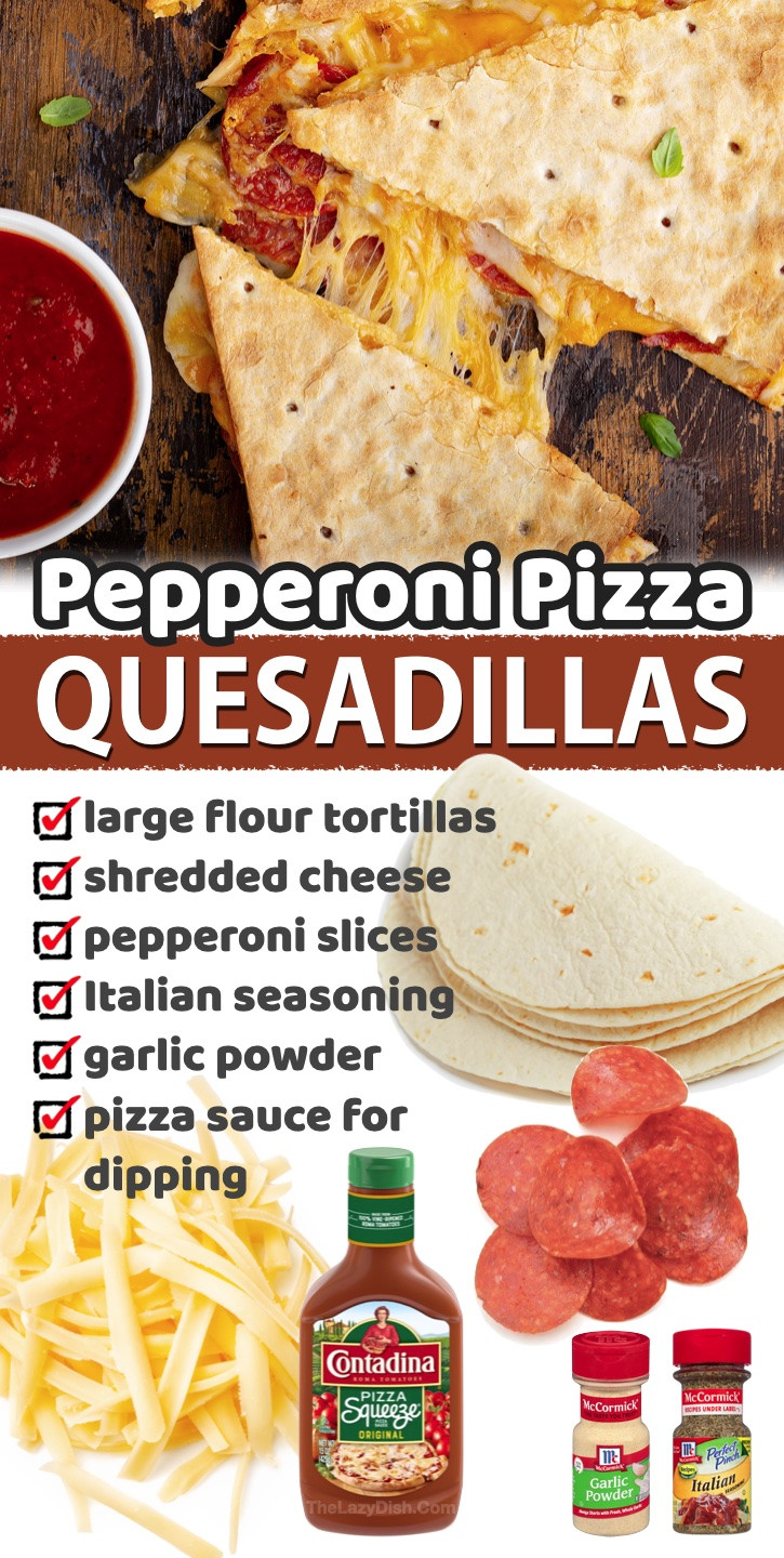 Pepperoni Pizza Quesadillas for kids