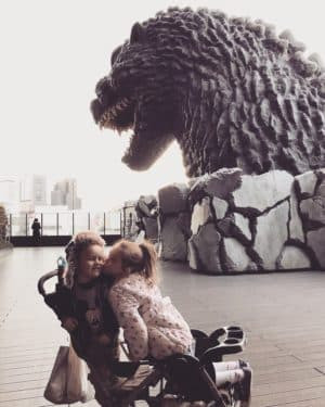 Godzilla head on top of Hotel Gracery in Shinjuku, a popular attraction for tourists and families.