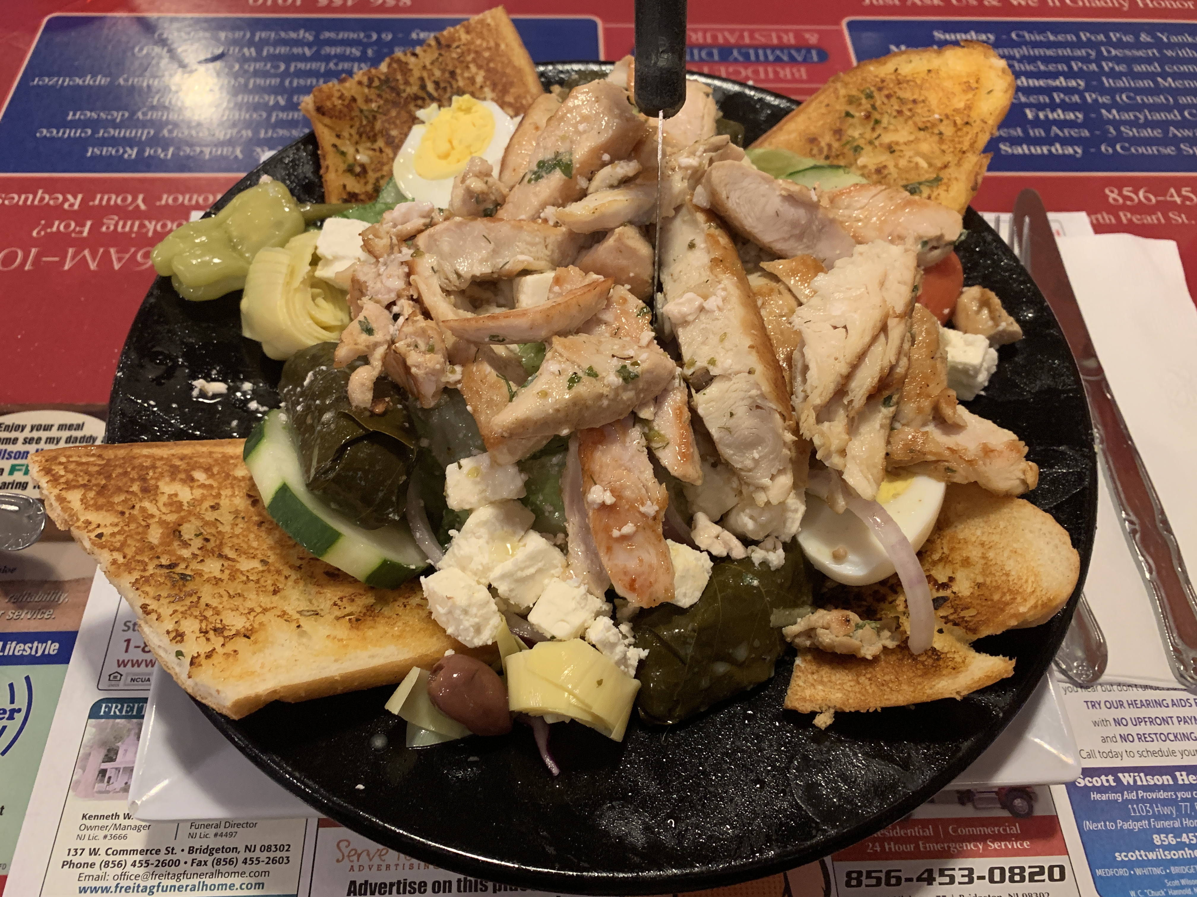 Greek Salad with Chicken at Bridgeton Family Diner