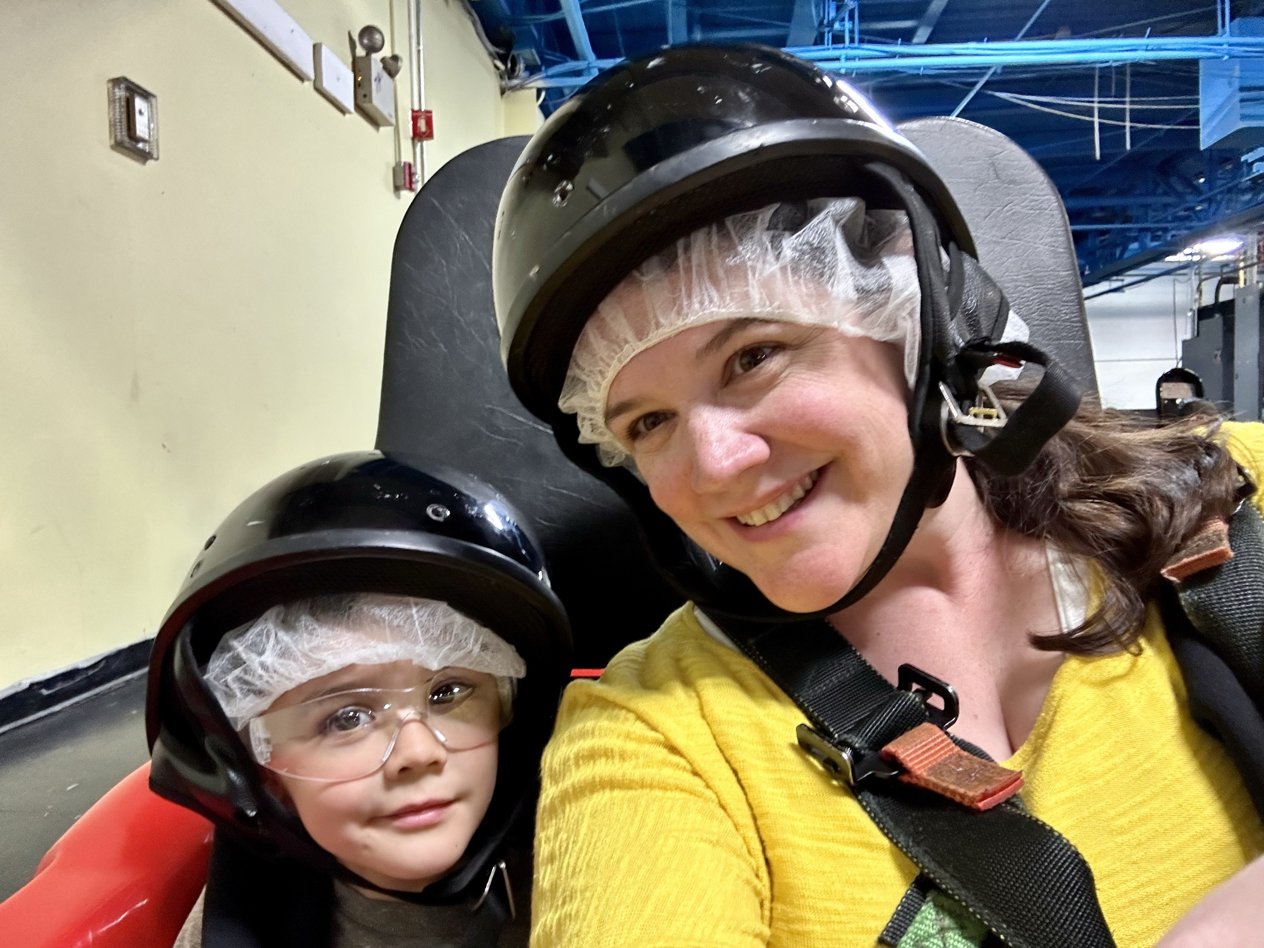 Arnold’s offers helmets, hair nets, and eye protection for their speedy Go-Karts
