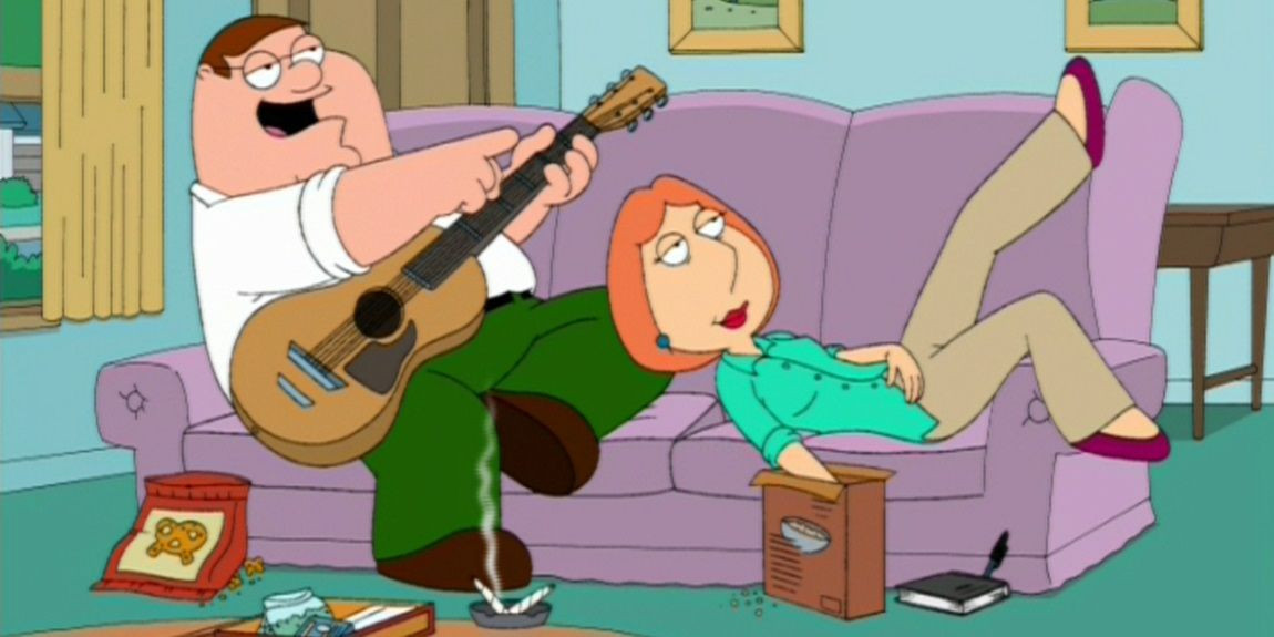 Peter and Lois writing folk songs in Family Guy